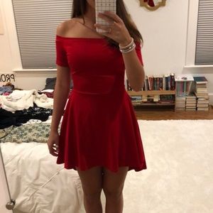 red strapless high low dress